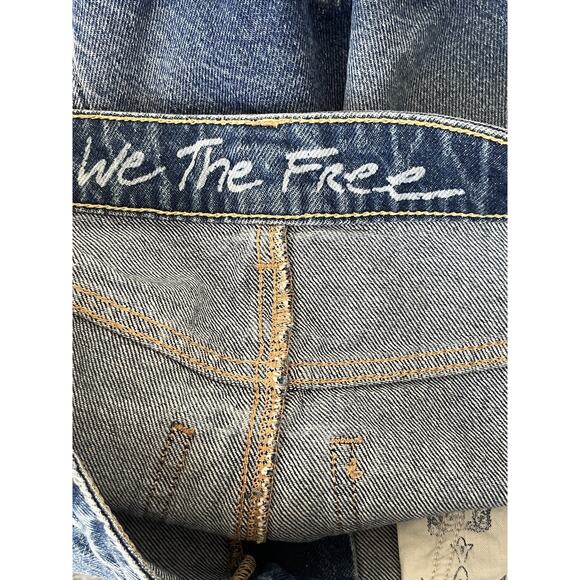 Free People We The Free Bailey Fringe Denim Skirt Size 28 Blue - Picture 8 of 10